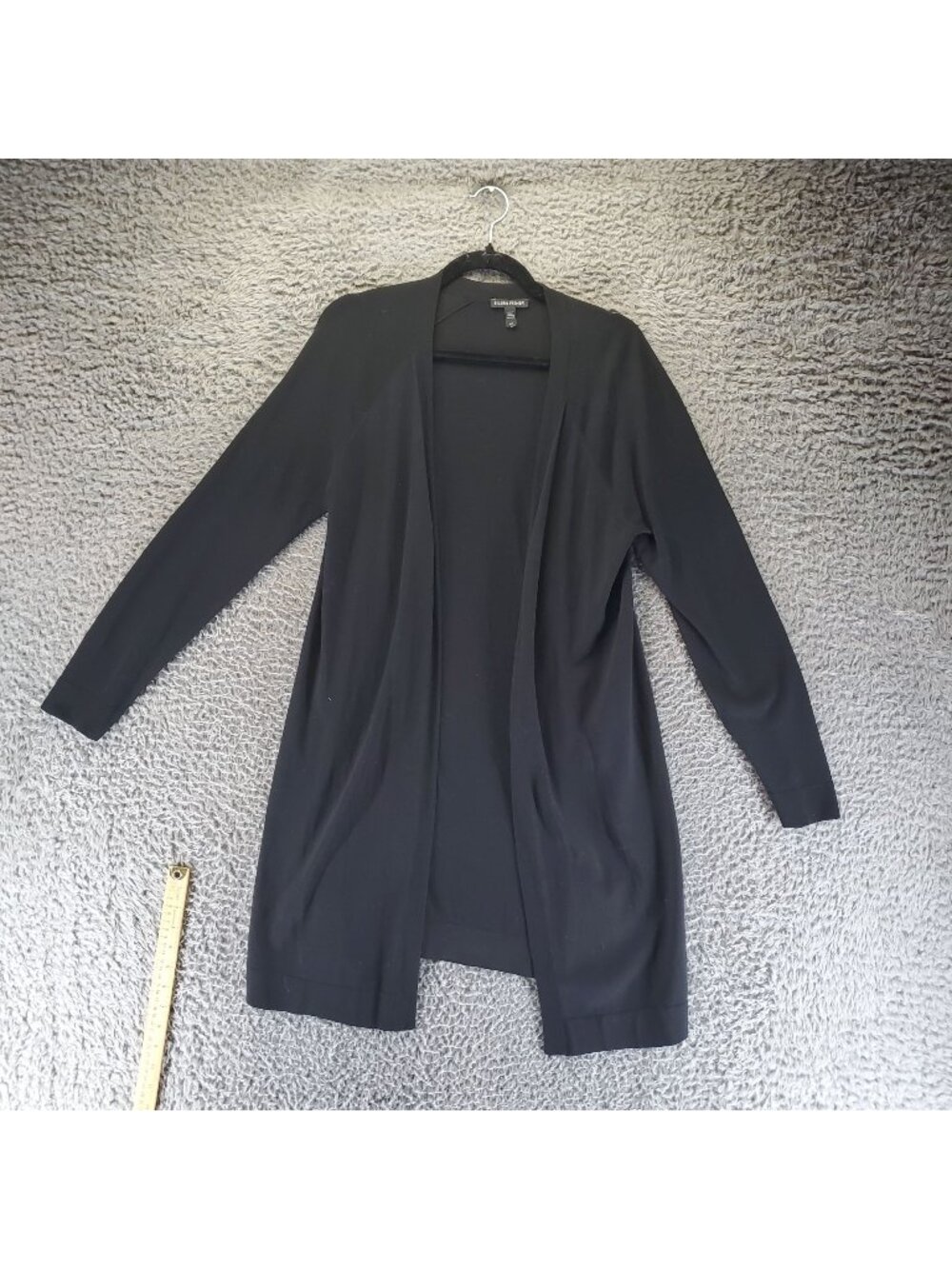 Eileen Fisher Sweater Womens Small Black Open Front Long Knit Cardigan